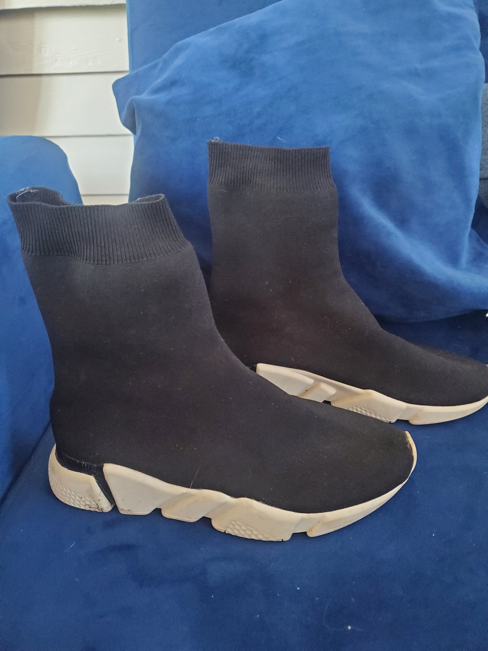 Jeffrey Campbell Black Sock Sneakers with Cream Sole Size 7.5